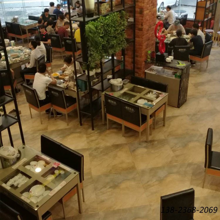 多功能餐桌，帶抽屜桌子，鐵藝湘菜桌定做